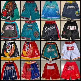 Men Mesh Team Throwback Just Don Stitched Face Mesh Basketball Shorts pockets Mitchell ness Western Eastern Running Elastic Waist Houstons Rocket Zipper Wear Hip