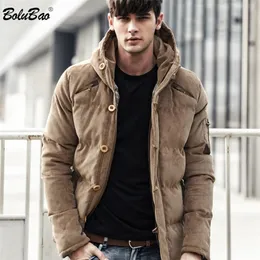 Masculino para baixo Parkas Bolubao Men Jaqueta de inverno Casaco de inverno Moda de qualidade Algod￣o acolchoado ￠ prova de vento grossa quente Roupa macia Macho Parkas 220909