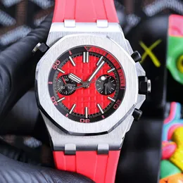 Mens Watch Quartz Movement Watches 45mm Sapphire Business Wristwatches Waterproof Rubber Strap Montre De Luxe