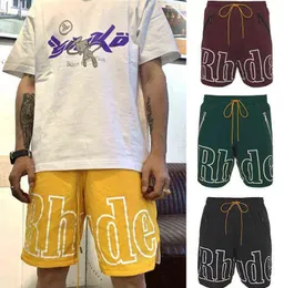 Erkek Rhude Yüzme Şortları S moda erkekler Kadınlar rahat yansıtıcı kaykay hip hop plaj cep fermuar gevşek kısa pantolon Asya boyutu