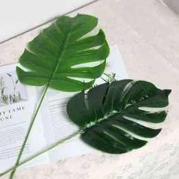 Faux Floral Greenery Home Decoration Grandes plantas artificiais de monstera falsas folhas de plástico verde para fotografia de alimentos J220906