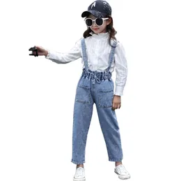 Salopette Big Girls Salopette di jeans Autunno Jeans per ragazze Abbigliamento Pantaloni Casual Adolescenti Bambini Indossano pagliaccetti Tute 6 8 10 12 14 220909