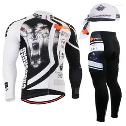 Men's Tracksuits 2022 Fashion Winter Team Bicycle Bike Jacket Sets Cycling Long Sleeve Set Gel Padded Clothes Man Outdoor Wear