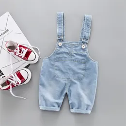 Overalls Baby Girl Clothes Cute Sweet Blue Jumpsuits Fashion Simple Solid Color Boys Washed Jeans Summer Casual Denim Romper Strap Shorts 220909