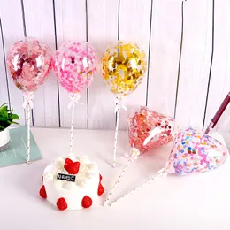 5 inç pullu lateks balon yuvarlak kalp şekli kek dekorasyon balonları şeffaf payetler doğum günü partisi düğün dekor balonu th0266