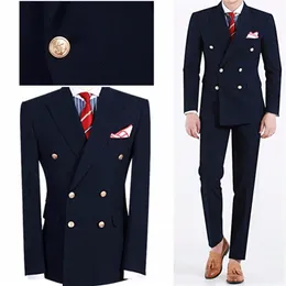 Abiti da uomo Blazer Abito da uomo su misura Doppio petto Giacche blu navy Cena formale Prom Abito da uomo d'affari Solo blazer 1 pezzo 220909