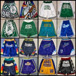 Men Mesh Team Throwback Just Don Stitched Face Mesh Basketball Shorts Taschen Mitchell Ness Western Eastern Running Elastic Bostons Taille Celtices Zipper Wear Hip