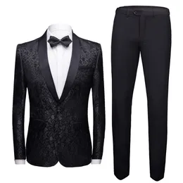 Herrdr￤kter blazers svart formell kostym m￤n 2 stycke set mode aff￤r br￶llop bankett m￤n kl￤nning blazer och byxor av h￶g kvalitet jacquard tyg 220909