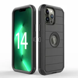 För iPhone 15 Plus 6.7 6.1 tum Pro Max iPhone15 Strip Defender Case iPhone 15pro logo hålfodral Bältesklipp fullkropp ut dörr hud robust inbyggd kickstand