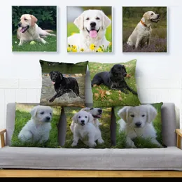Cuscino Cute Animal Dog Cover Labrador Retriever Covers 45 Lino Custodia per auto Divano Decorazione per la casa Federa