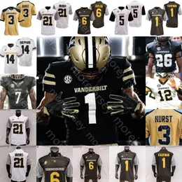 Vanderbilt Commodores Football Trikot NCAA College Herren 2024 Saison Jersey Atmungsaktives Stoff bequeme Passform offiziell lizenziert