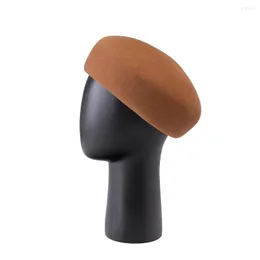 Berets 202212-HHH2056A Wiosna Wolna Wook Felt Feldensional Full Chleb Kształt Dypina Lady Beret Hat Men Men Malarz Malarz