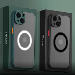 Magnet Wireless laddningsmatt Clear Case för iPhone 15 14 13 12 11 Pro Max Mini XS XR 14 7 8 Plus Cover Samsung S23 Plus Ultra Ultra
