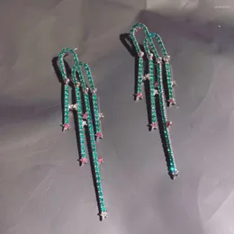 Brincos dangle Jouval Luxury Crystal Cactus Drop Long Drop Rhinestone Tassel Earring Star Plant Brincos for Women Declaração Jóias