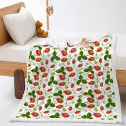 Cobertores Strawberry 3D imprimido quarto quarto rosa Cashmere Throw Blanket Crystal Pile Sofá Cover