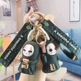 Keychains de desenho animado japonês anime sem rosto, menina de chaveiro Hayao Miyazaki, afastado, homens e mulheres de bolsa de ombro de moda T220909