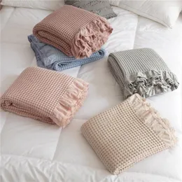Одеяла Nordic Falbala вязание для пикника одеяло мягкая богемия для дивана кровать крышка кровати с твердым цветным клетчатым декором