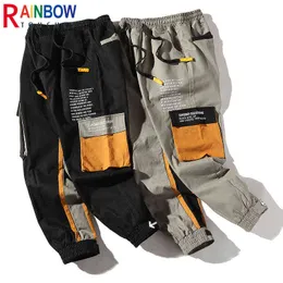 Calças masculinas RainbowTouches 2022 NOVA MODA CAUSAIS TREINAMENTO DE TREINAMENTO DE ESPORTES LOGAS MENOS MOLOS POCKETS LETRAS IMPRESSÃO DE Splicing Pants T220909