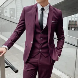 Herrdr￤kter blazers boutique s-5xl kostym v￤stbyxor smala aff￤rselitfest aftonkl￤nning groomsmen brittisk stil m￤ns tredelad kostym 220909