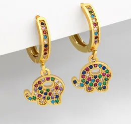 Biżuteria kolczyki sześcienne cyrkonia smaża słonia nurka kolczyki kryształowe tęczowe kolczyki dla kobiet biżuteria mody hurtowa W34H