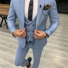 Men's Suits Blazers Arrival 3 Pieces Men's Suits Slim Fit Peaked Lapel One Button Wedding Tuxedos Prom Man Blazer JacketPantsVest 220909