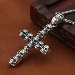 Подвесные ожерелья мода Man 925 Серебряный серебряный христианский перекрестный металлический украшение религиозные скелетные украшения