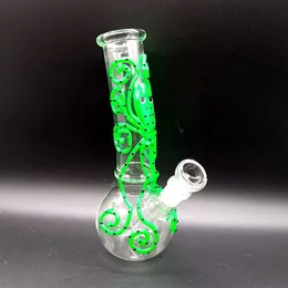 7,5 Zoll Mini Shisha Grüne Glas Wasser Bong mit leuchtendem Oktopus weibliche 14 -mm -Rauchrohre Shisha