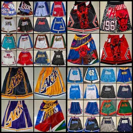 Uomo Maglia Team Ritorno al passato Just Don Faccia cucita Pantaloncini da basket Tasche Mitchell Ness North Carolina Wolverines Hoyas Black Mamba Western Eastern Hip Pop