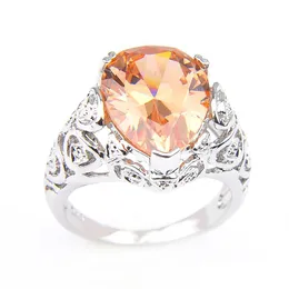 Solitaire Ring 925 Sterling Sier Plated For Women Rings Water Drop Champagne Morganite Stone Princess Style Wedding Ring Valentines D Dhp7L