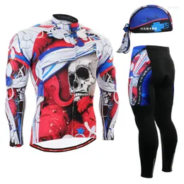 Menina de pista masculina 2022 Jersey de ciclismo de moda Conjunto de roupas esportivas ao ar livre Mountain Outdoor Racing Cycle Skull Winter Long Long