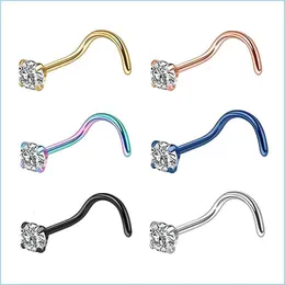 Näsringar Studs Rose Flower Nose Hoop Stud Piercings Rostfritt stål Kropp Piercing Jewelry for Women Drop Delivery 2021 YummyJewelry DHKF1