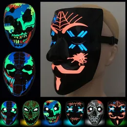 3D LED Luminous Mask Halloween Dress Up Props Dance Party Cold Light Strip Ghost Masks Ondersteuning aanpassing DHL DHL