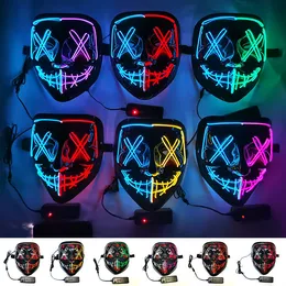 2023 Halloween Toys Mask LED Light Up Funny Masks The Purge Election Year Great Festival Cosplay 90