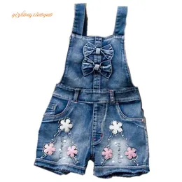 Overalls FRÜHLING Sommer Mädchen Overall Niedlich Süße Mode Gewaschene Jeans Denim Strampler Overalls Träger Kurze Hosen Cowboy Blau 220909