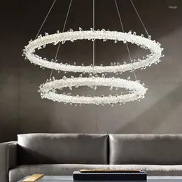 Lampade a sospensione Lampadario di cristallo di lusso Soggiorno Ristorante Luce nella camera da letto Semplice decorazione artistica personalizzata Nordica