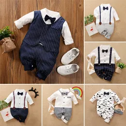 Overalls Baby Costume With Necktie Baby Boy Romper Male born Overalls for Kids Baby Boy Gentelman Clothes 220909