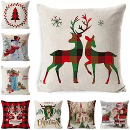 federa di design Fodera per cuscino natalizio Elk Home Copridivano in lino europeo Copricuscini Cuscino per feste festive