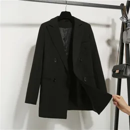 Women's Suits Blazers GOOHOJIO Oversized Leisure Autumn Office Lady Pocket Blazer Jackets for Solid Color Coat Ladies 220909