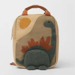Sırt çantaları nakış güneş uzun boynu küçük dinozor sırt çantası kanca saç işlemeli karikatür tuval anaokulu çocuklar sırt çantası 220909