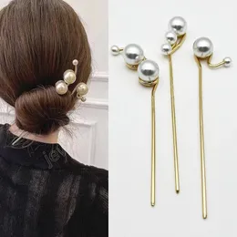 Bastoncini per capelli con perle simulate per donna Forcine per bacchette in metallo vintage Clip Accessori per gioielli per capelli da sposa Creatore di chignon