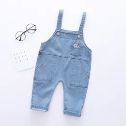 Overalls Spring Autumn Cotton Cartoon Pattern Children Boys Girls Fashion Denim Camisole Pants 0-5 Years Kid Overall Long Pants 220909