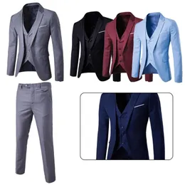 Męskie garnitury Blazers Four Seasons 1 Set Stylish Korean Style Kurtka zamek mucha miękkie spodnie Blazer Lapel na ślub 220909