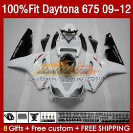 Injection mold Fairings For Daytona 675 675R 2009-2012 Bodys 150No.4 Daytona675 09 10 11 12 Bodywork Daytona 675 R 2009 2010 2011 2012 OEM Fairing Kit Glossy white