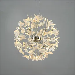 Pendant Lamps Modern Creative Butterfly LED Chandelier Living Room Bedroom Lighting Nordic Design Dining White Round G4 Bulb Hanging Lamp