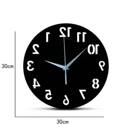 Wanduhren kommen an, 3D-Acrylspiegel-Wanduhren, Quarz-Nadeluhr, moderne Horloge, digitale Zahlenuhr, Heimdekor-Aufkleber, einseitig, 220909