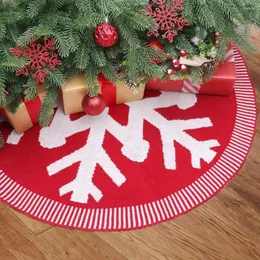 Decorazioni natalizie 24 pollici Gonna d'albero Ornamento rosso grigio Snowflake di Natale per decorazioni per l'anno in tessuto
