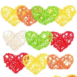 Party Decoration Party Decoration 10pcs Heart Shaped Rattan Pendant Hanging Decor Chic Random Color Drop Delivery 2021 H Homeindustry DH3LG