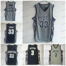 대학 농구 착용 3 Allen Iverson 33 Patrick Ewing Basketball Jersey Georgetown Hoyas NCAA University College Mens Grey Jerseys Stitched Good Quality