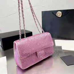 TZ Women's Luxury Flap Designer Bag Glitter Rhinestone High Capacity Handbags Designers Silver Metal Hardware Chain Cross Body Strass Diamon