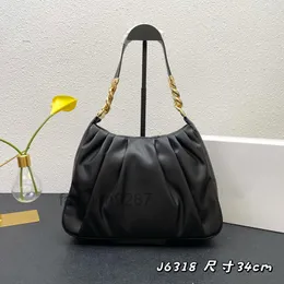 designerväskor Kedja Damunderarm Axelväskor Ruched Hobo Handväska Dam Tote Clutch Handväska Spänne Stängning Mode Klassiskt Retro Läder Ba